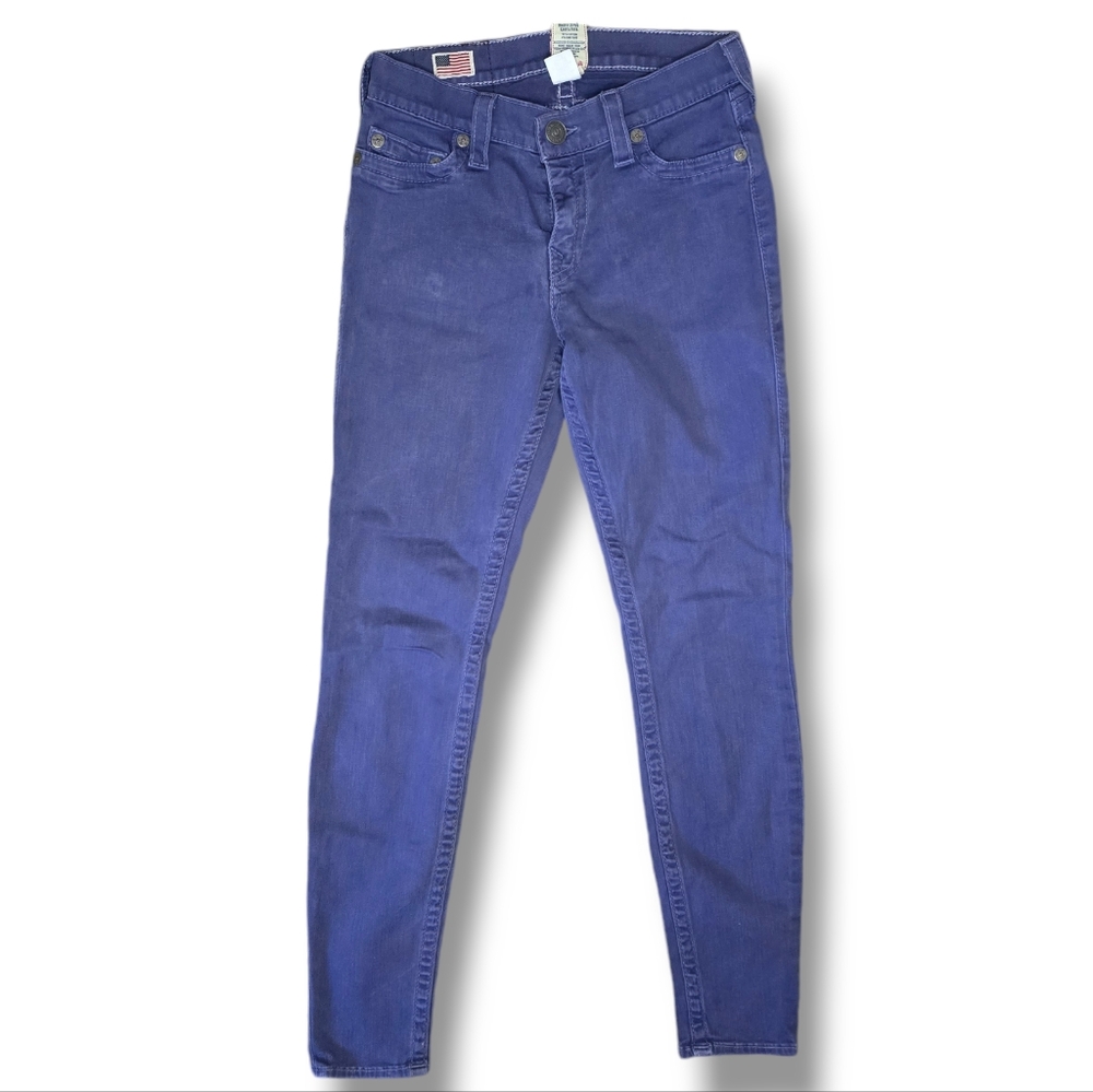 True Religion Women's Halle Blue Gray Super Skinny Jeans Size 27